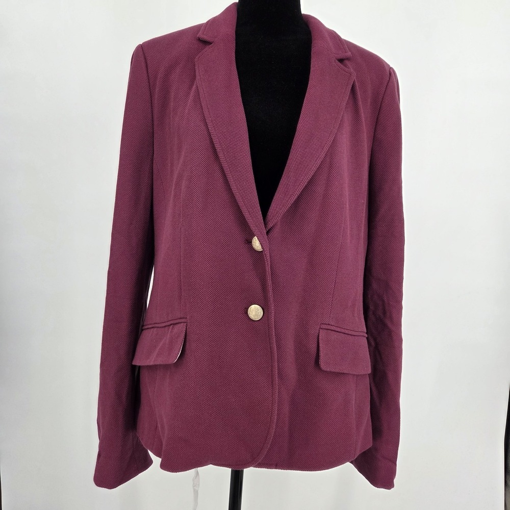 NWT Banana Republic Knit Pique Blazer 14 Beet Red with Gold Buttons